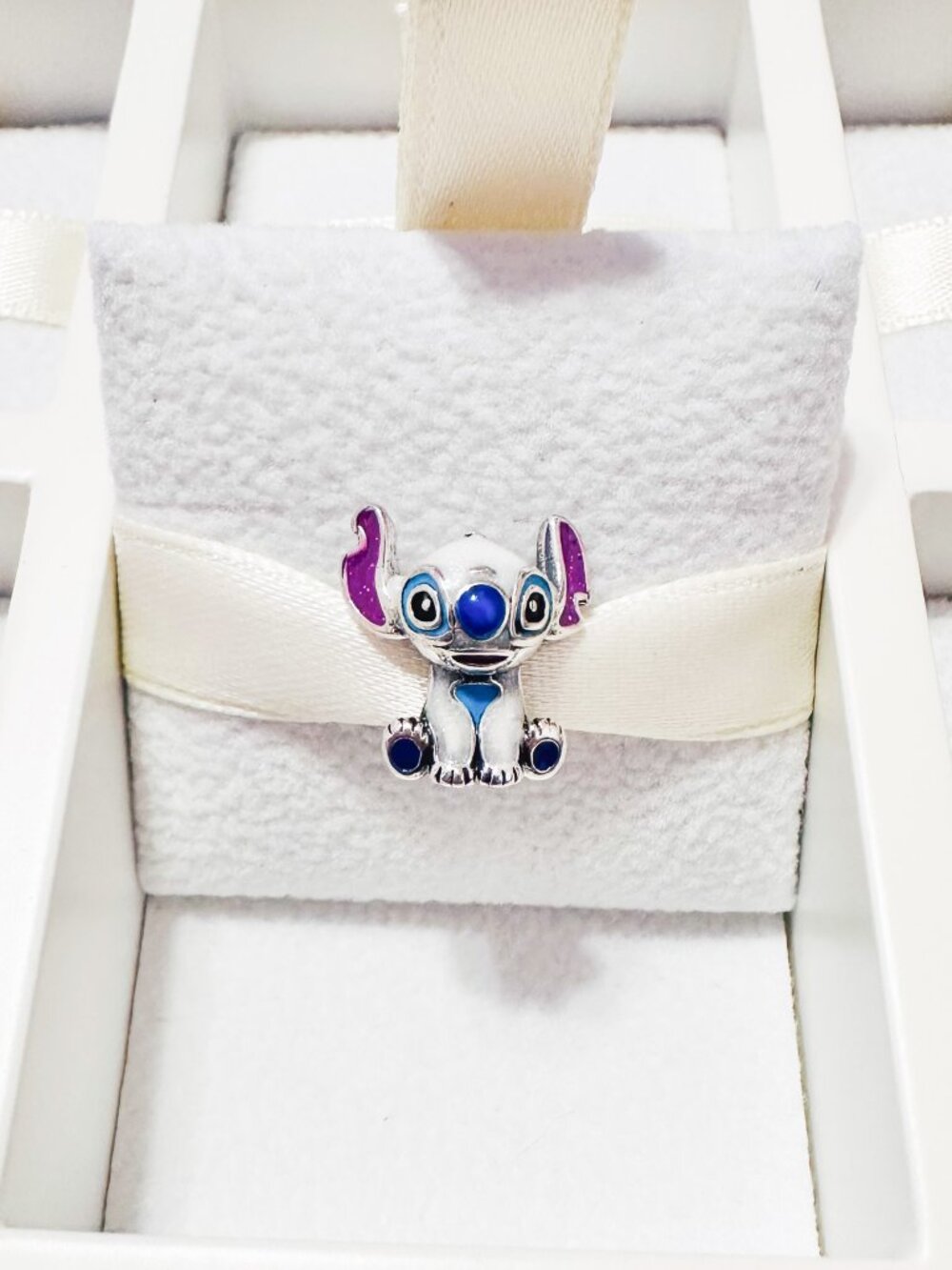 925 Sterling Silver White Stitch Charm Bead Fits Pandora Bracelets
